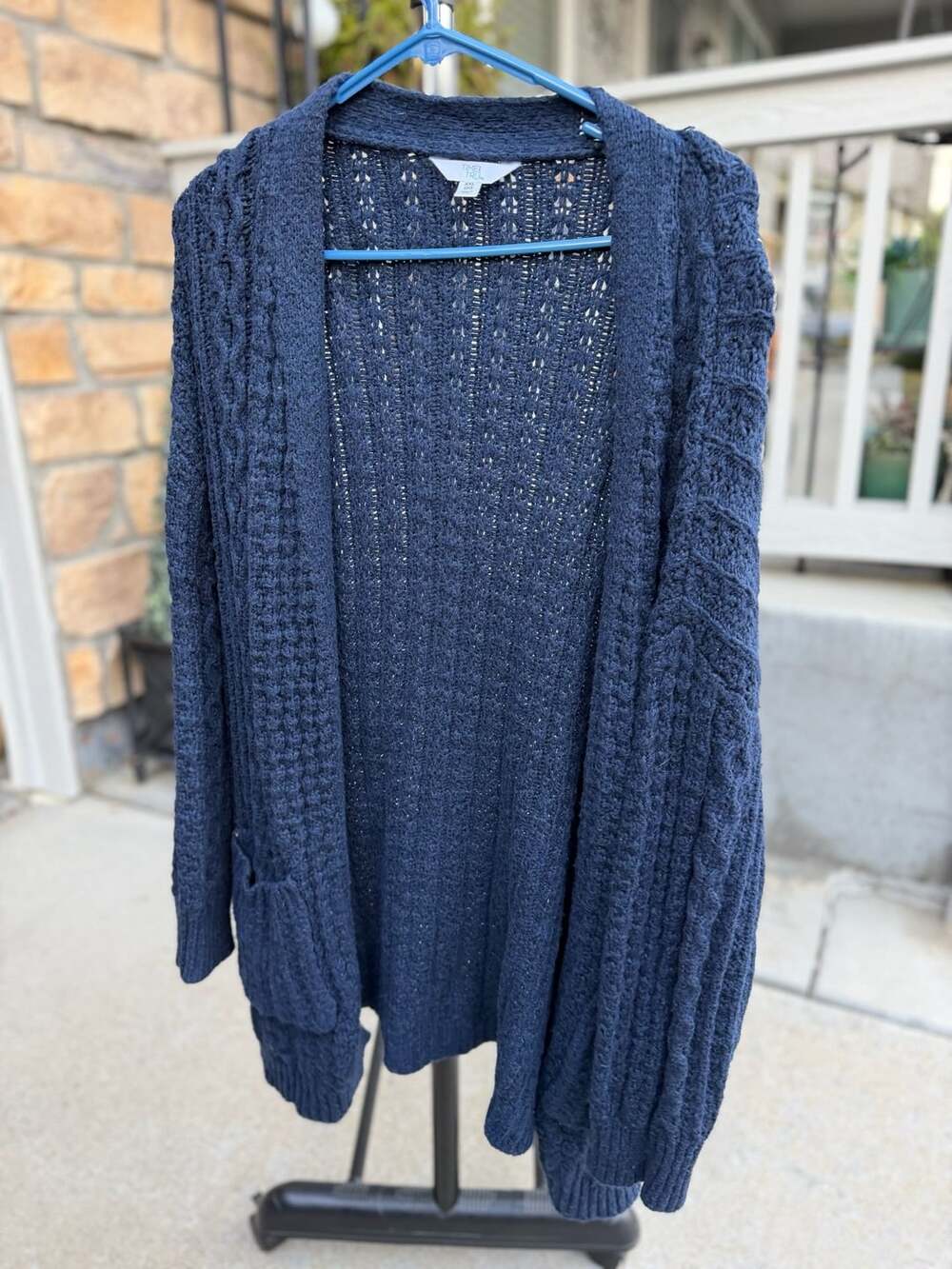 Navy Knit Cardigan Sweater Size XXL